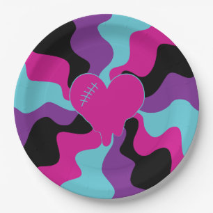 Heart Melt - Roze, Paarse, Blauw en Zwart Papieren Bordje