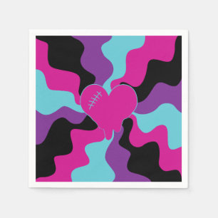 Heart Melt - Roze, Paarse, Blauw en Zwart Servet