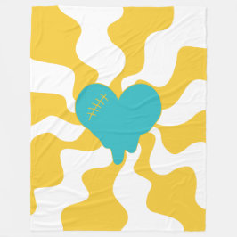 Heart Melt - Turquoise en Yellow Fleece Deken