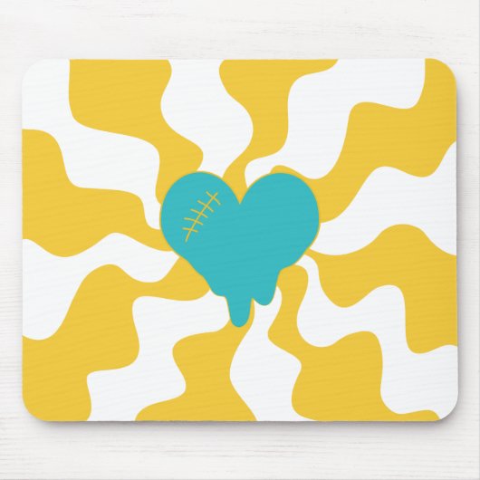 Heart Melt - Turquoise en Yellow Muismat (Voorkant)