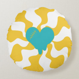 Heart Melt - Turquoise en Yellow Rond Kussen