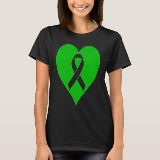 Heart Mental Health Awareness Green Ribbon Support T-shirt (Voorkant)