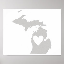 Heart Michigan staatssilhouette Poster