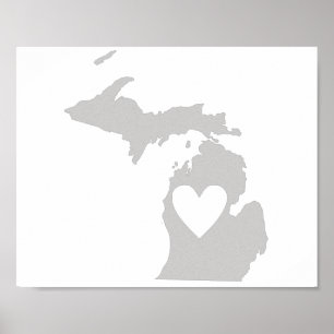 Heart Michigan staatssilhouette Poster