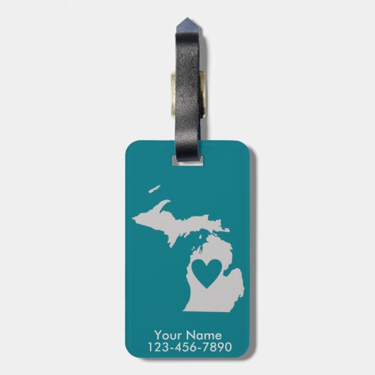 Heart Michigan State Custom Bagagelabel (Achterkant verticaal)