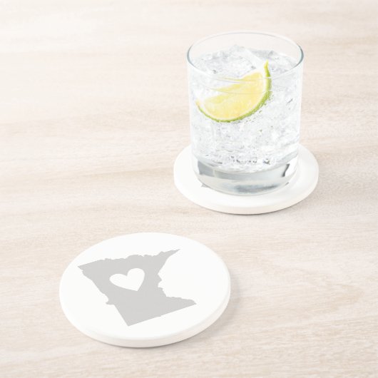 Heart Minnesota staatssilhouette Zandsteen Onderzetter (Zijkant)
