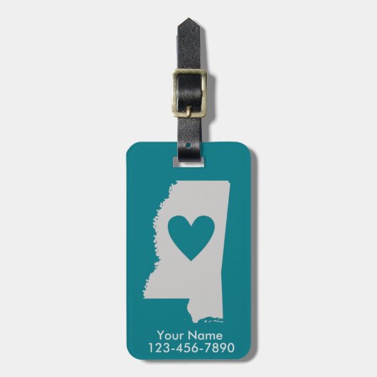 Heart Mississippi State Custom Bagagelabel (Voorkant verticaal)