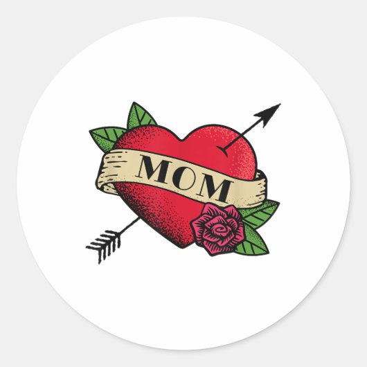 Heart Mom Tattoo _1 Ronde Sticker (Voorkant)