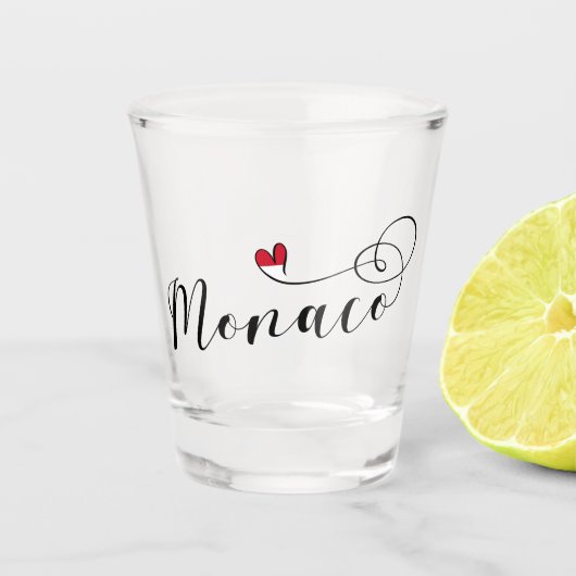 Heart Monaco, Monaco Flag, I Love Monaco Shot Glas (Voorkant)