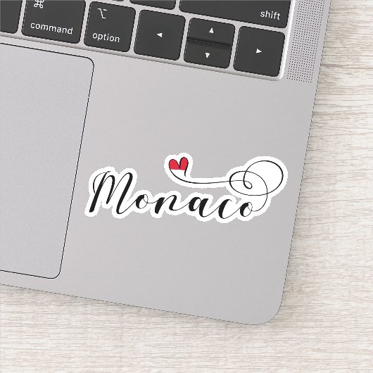 Heart Monaco, Monaco Vlag, ik hou van Monaco Sticker (Detail)