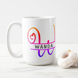 Heart Monogram Aangepaste koffiehandjes - Letter W Koffiemok