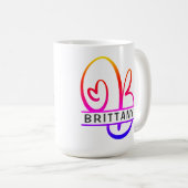 Heart Monogram Aangepaste koffiehandschoenen - let Koffiemok (Voorkant rechts)