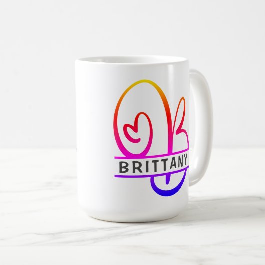 Heart Monogram Aangepaste koffiehandschoenen - let Koffiemok (Voorkant rechts)