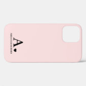Heart Monogram Blush Pink Girly Cute Feminine Case-Mate iPhone Case (Achterkant (horizontaal))