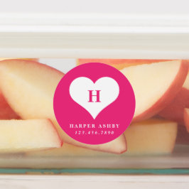 Heart Monogram Colorful Waterbestendige Naam Labels