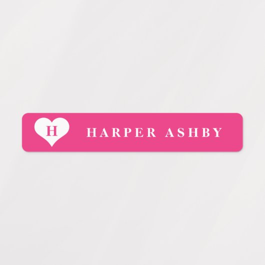 Heart Monogram Colorful Waterbestendige Naam Labels (Design 1)