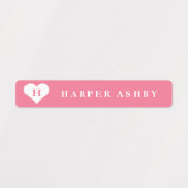 Heart Monogram Colorful Waterbestendige Naam Labels (Design 2)