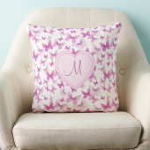 Heart Monogram Cute Pink Butterfly Kussen