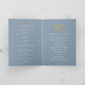 Heart monogram foto gouden grijze blauwe bruiloft programma (Binnen)