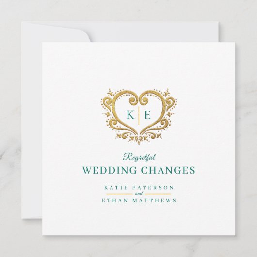 Heart monogram live stream huwelijksliefde aanpass aankondiging (Achterkant)