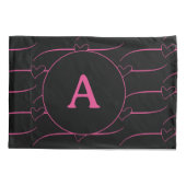 Heart Monogram Magenta Black Kussensloop (Achterkant)