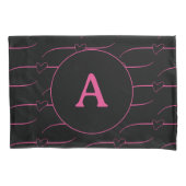 Heart Monogram Magenta Black Kussensloop (Voorkant)