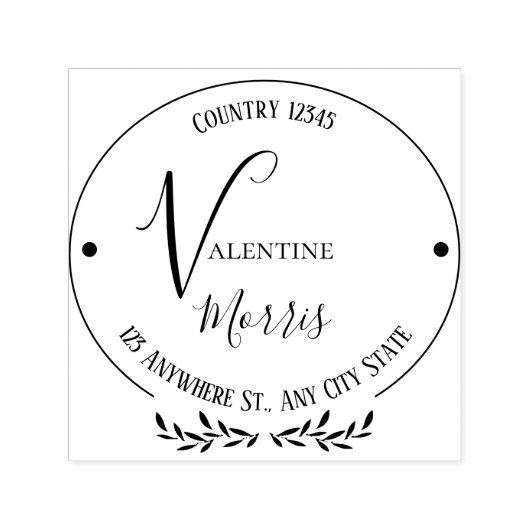 Heart Monogram Return Address Self-inking Stamp Zelfinktende Stempel (Design)