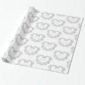Heart monogram zilveren witte roze initialen bruil cadeaupapier (Uitgerold)