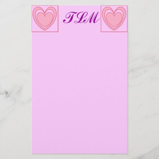 Heart Monogrammed Stationery Briefpapier (Voorkant)