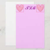 Heart Monogrammed Stationery Briefpapier (Voorkant / Achterkant)