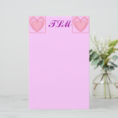 Heart Monogrammed Stationery Briefpapier (Staand voorkant)