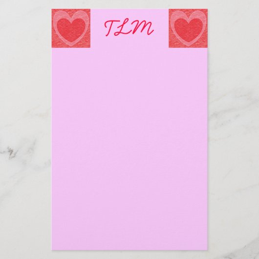 Heart Monogrammed Stationery Briefpapier (Voorkant)