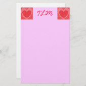 Heart Monogrammed Stationery Briefpapier (Voorkant / Achterkant)