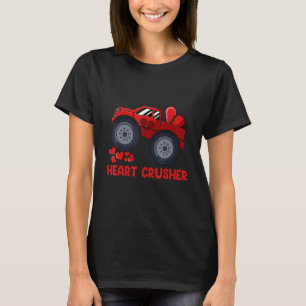 Heart Monster Truck Crusher Valentijnsdag Cute Bo T-shirt