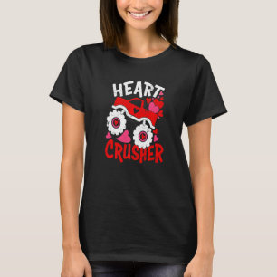 Heart Monster Truck Crusher Valentijnsdag Cute Bo T-shirt