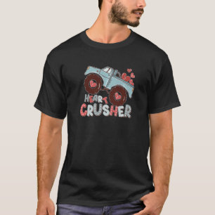 Heart Monster Truck Crusher Valentijnsdag Cute Bo T-shirt