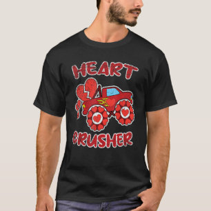 Heart Monster Truck Crusher Valentijnsdag Love Bo T-shirt