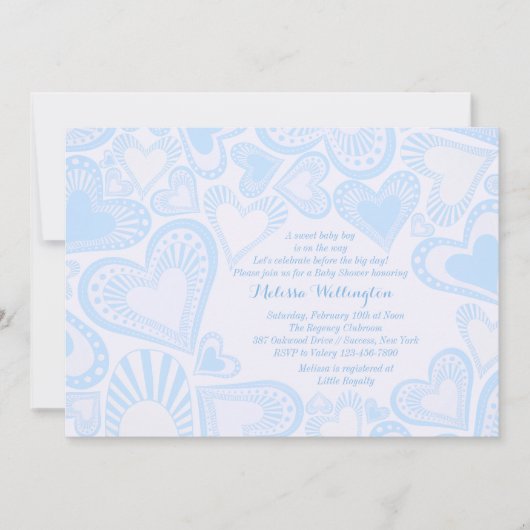 Heart Montage Blue Invitation Kaart (Voorkant)