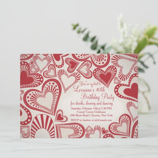 Heart Montage Red Invitation Kaart (Staand voorkant)