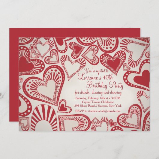 Heart Montage Red Invitation Kaart (Voorkant / Achterkant)