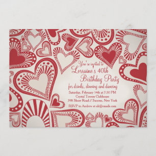 Heart Montage Red Invitation Kaart