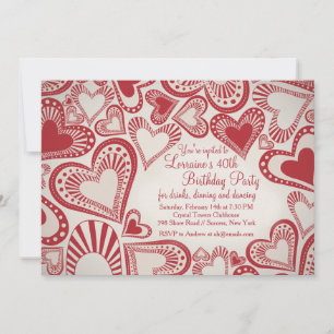 Heart Montage Red Invitation Kaart