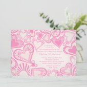 Heart Montage Roze Uitnodiging (Staand voorkant)