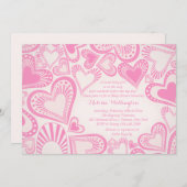 Heart Montage Roze Uitnodiging (Voorkant / Achterkant)