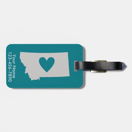 Heart Montana State Custom Bagagelabel (Achterkant horizontaal)