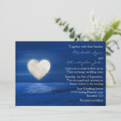 Heart Moon en Snowy Beach Winterbruiloft Kaart (Staand voorkant)