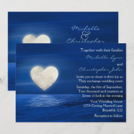 Heart Moon en Snowy Beach Winterbruiloft Kaart