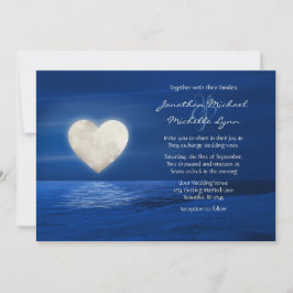 Heart Moon met sneeuwbedekte winterbruiloft Kaart