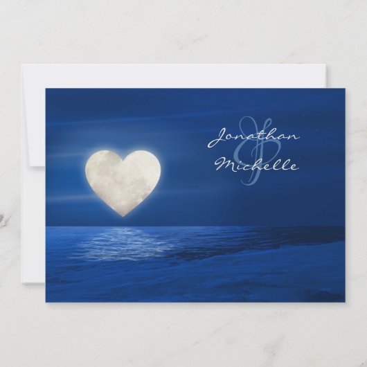 Heart Moon met sneeuwbedekte winterbruiloft Kaart (Achterkant)