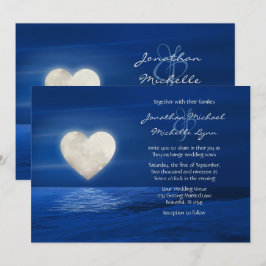 Heart Moon met sneeuwbedekte winterbruiloft Kaart